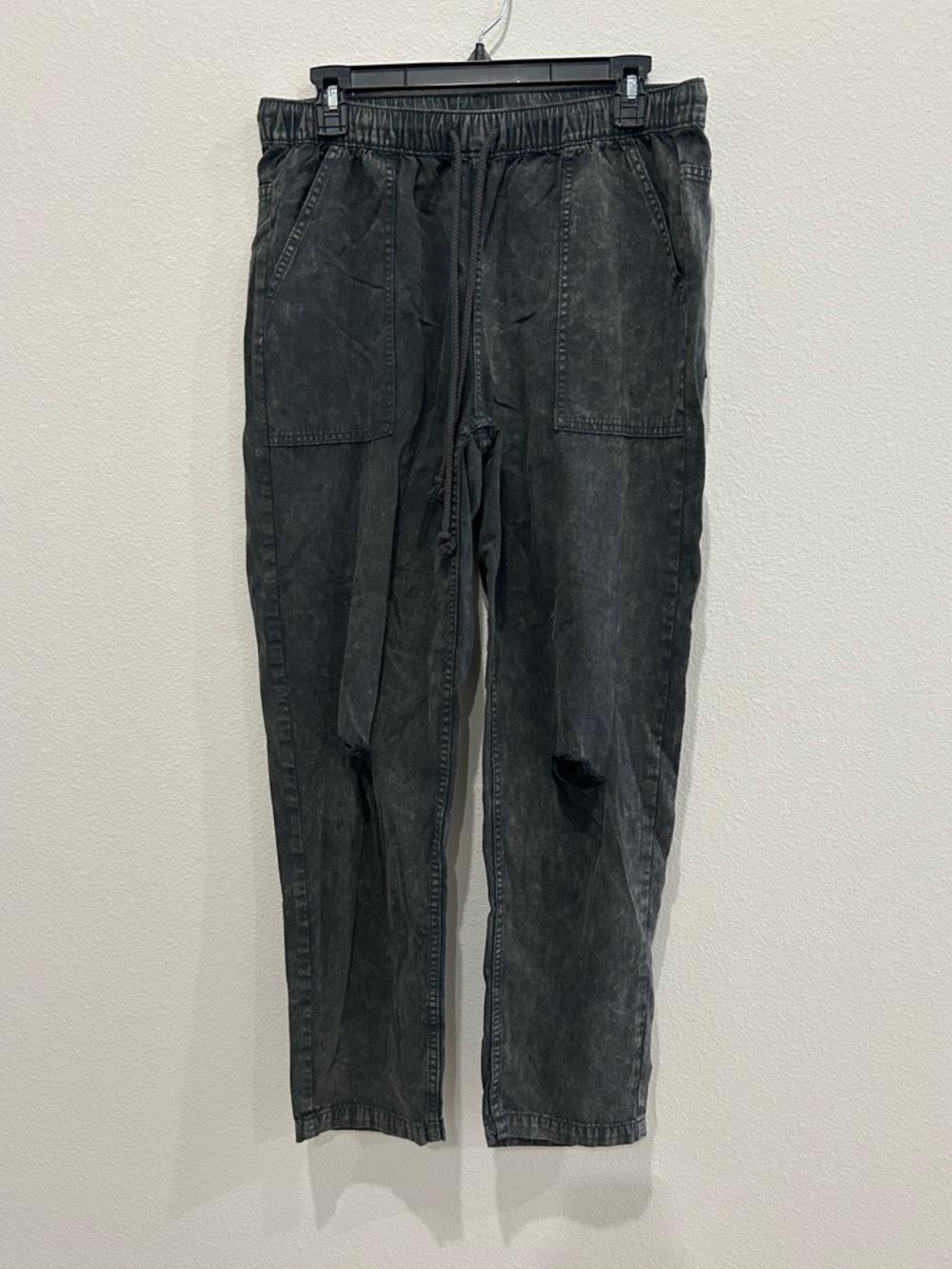 Aerie Black Washed Casual Drawstring Pants,  size medium